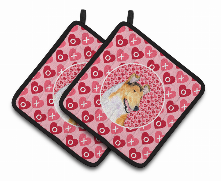 Dog Valentine's Day Portrait Pair of Pot Holders - 638508407351