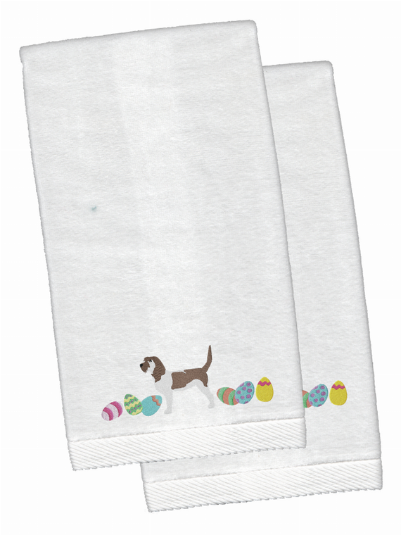 Easter Dog Design White Embroidered Plush Hand Towel Set of 2 - 652259232826