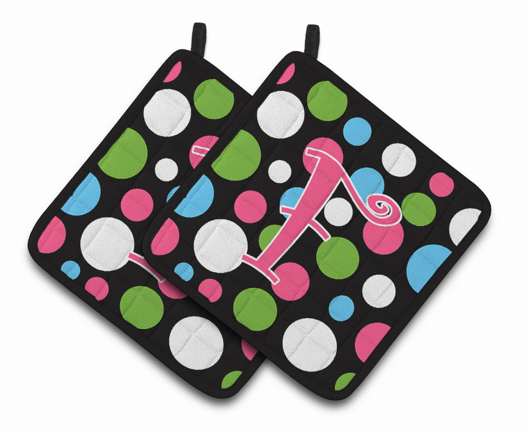 Monogram Polkadots Pair of Pot Holders - 638508370259