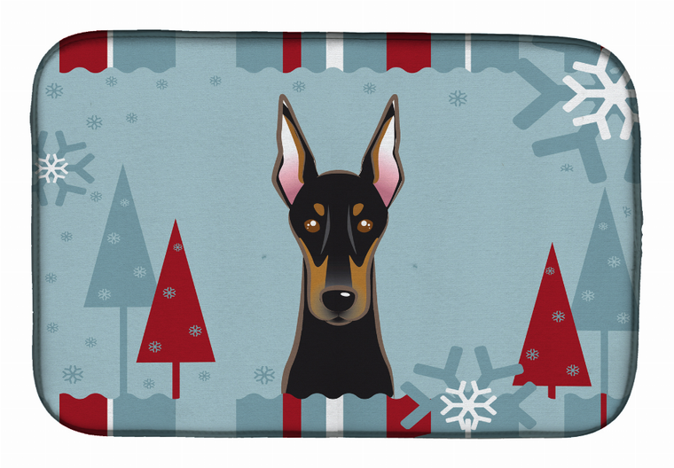 Winter Holiday Dog on Dish Drying Mat - 652259244041
