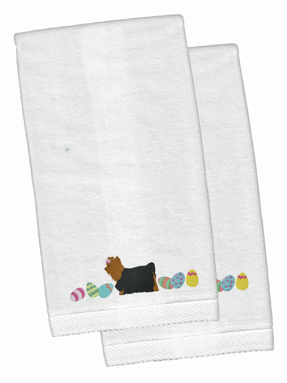 Easter Dog Design White Embroidered Plush Hand Towel Set of 2 - 652259233298