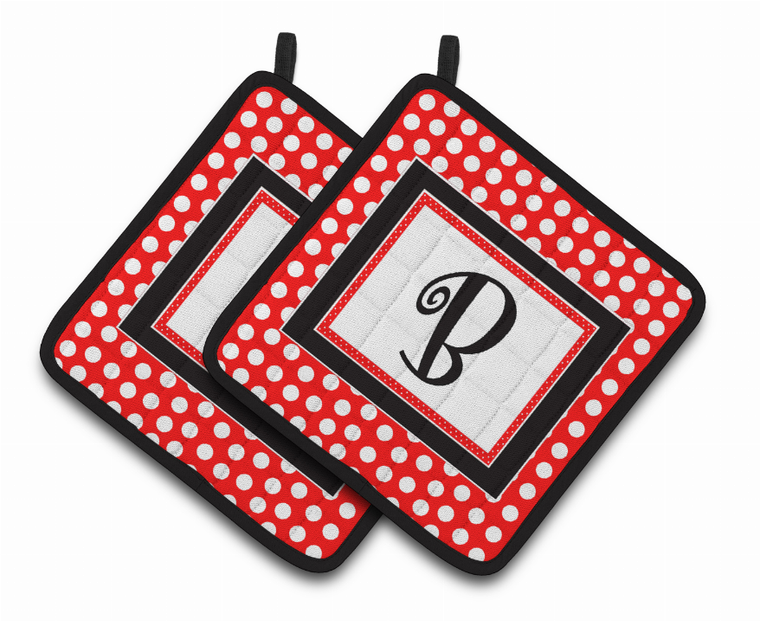 Monogram Polkadots Pair of Pot Holders - 638508379948