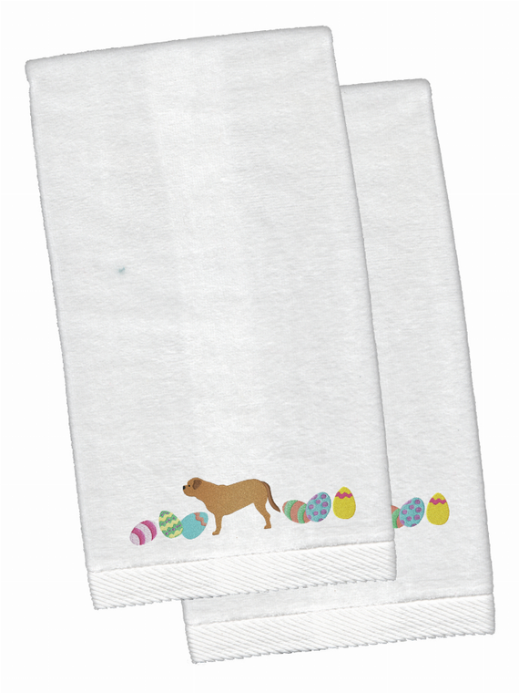 Easter Dog Design White Embroidered Plush Hand Towel Set of 2 - 652259232697