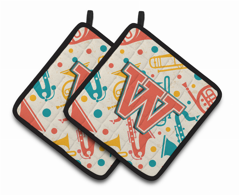Monogram Retro Pair of Pot Holders - 638508386137