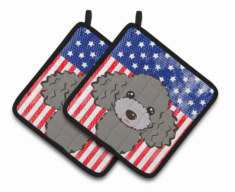 American Flag and Dog on Oven Mitt - 638508389459