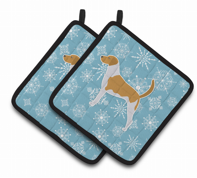 Snowflake and Dog Art Pair of Pot Holders - 638508524812