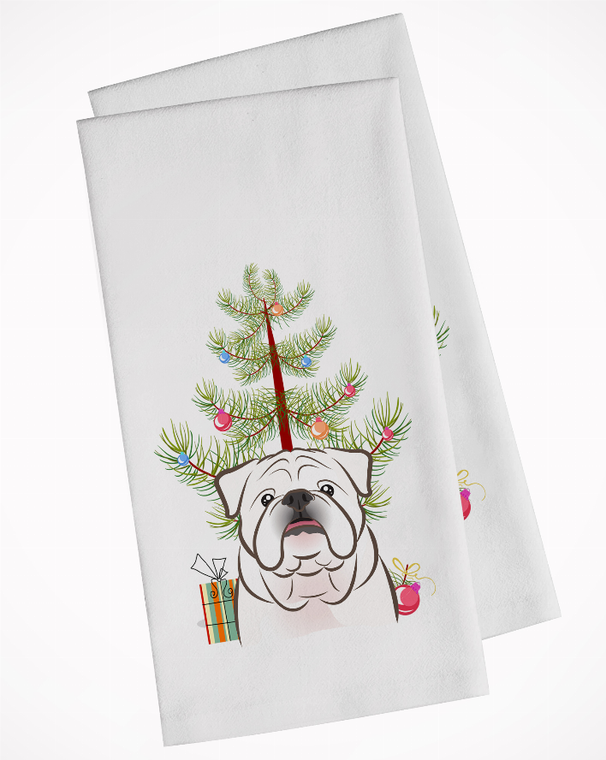 Christmas Tree and Dog White Kitchen Towel Set of 2 - 652259333264