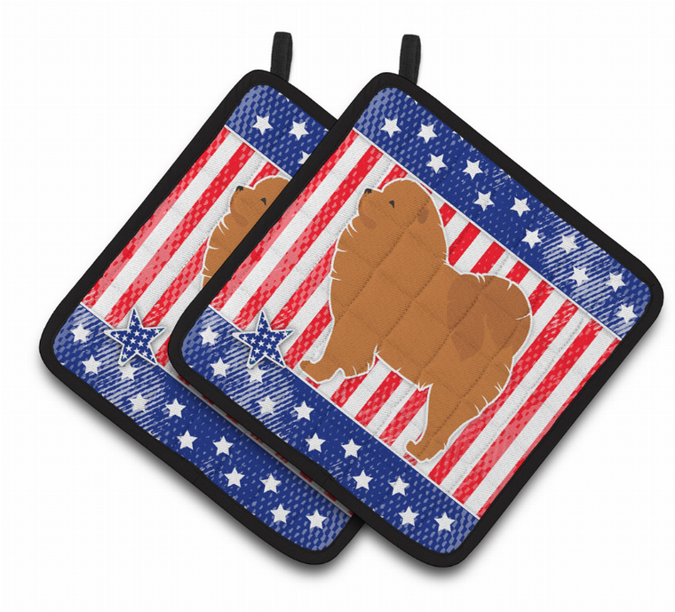 USA Patriotic Dog Art Pair of Pot Holders - 638508524348
