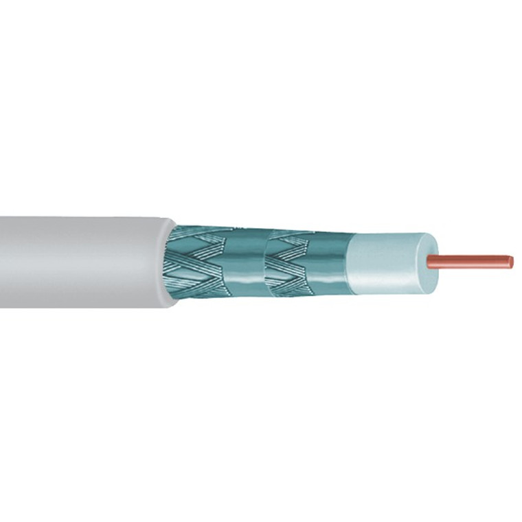 Quad Shield RG6 Solid Copper Coaxial Cable, 1,000ft (White) - 721460193742