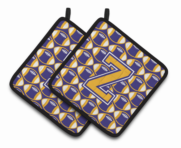 Monogram Football Pair of Pot Holders - 638508400123
