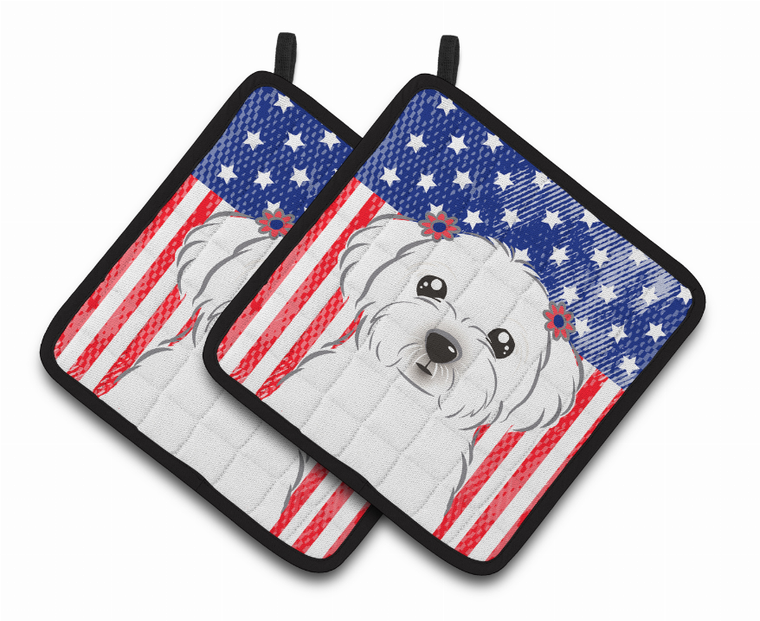 American Flag and Dog on Oven Mitt - 638508388940