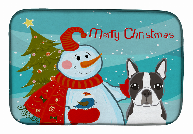 Snowman with Dog Dish Drying Mat - 652259241156