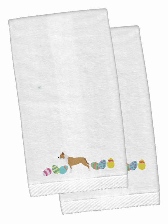 Easter Dog Design White Embroidered Plush Hand Towel Set of 2 - 652259233250