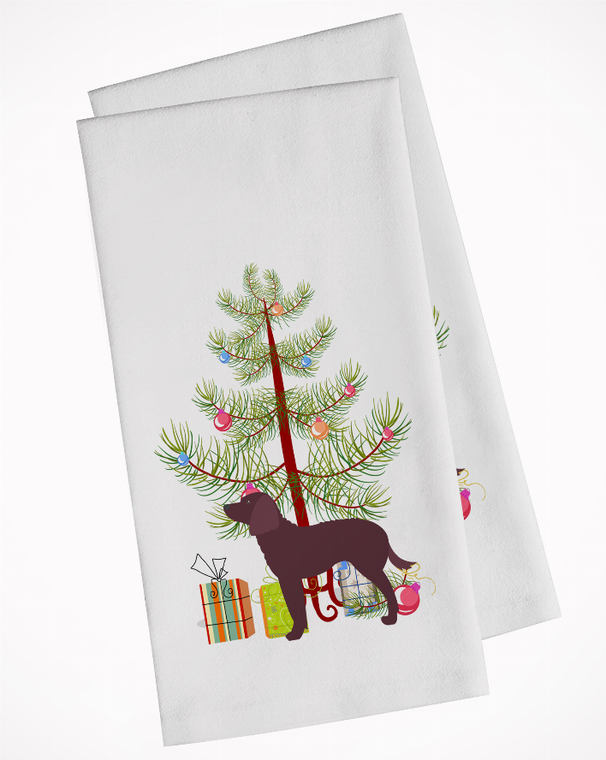 Christmas Tree and Dog White Kitchen Towel Set of 2 - 652259333905