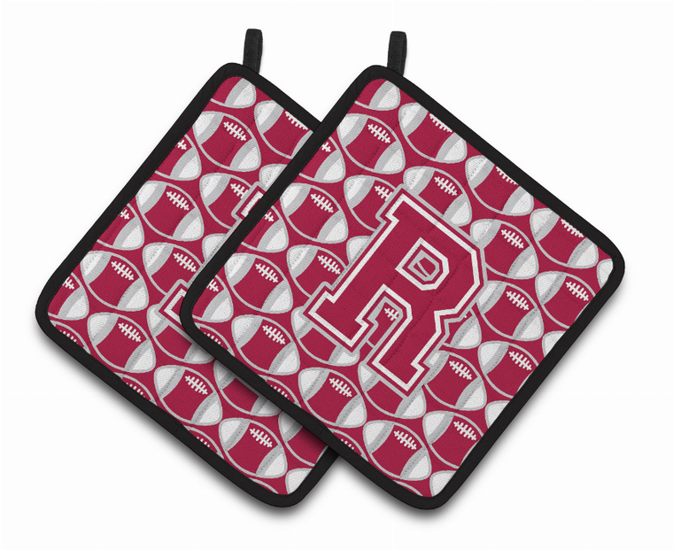 Monogram Football Pair of Pot Holders - 638508400307