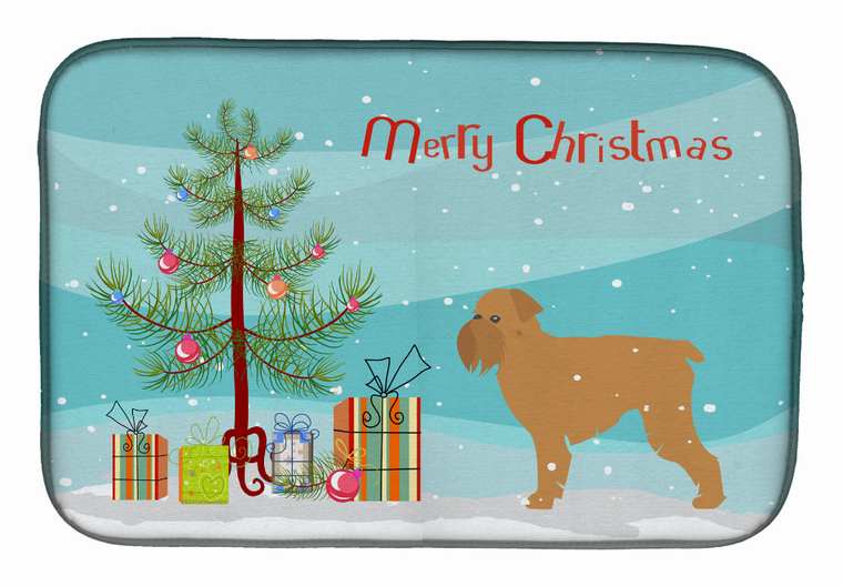 Christmas Tree and Dog on Dish Drying Mat - 652259241484