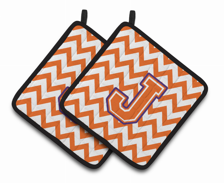 Monogram Chevron Pair of Pot Holders - 638508399441
