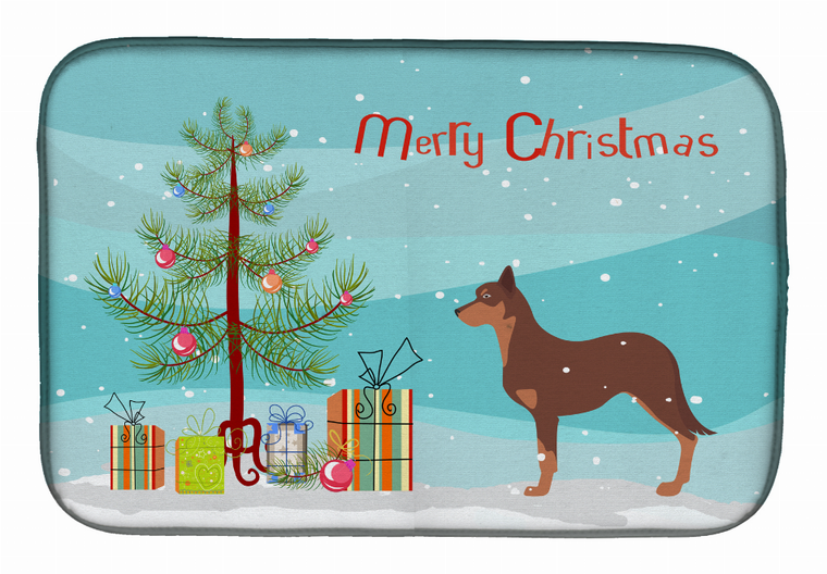 Christmas Tree and Dog on Dish Drying Mat - 652259247790