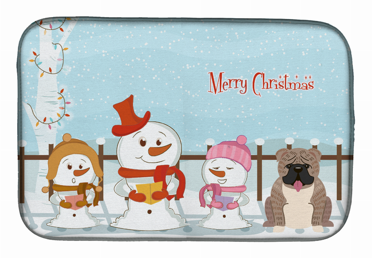 Merry Christmas Carolers Dog on Dish Drying Mat - 652259242085