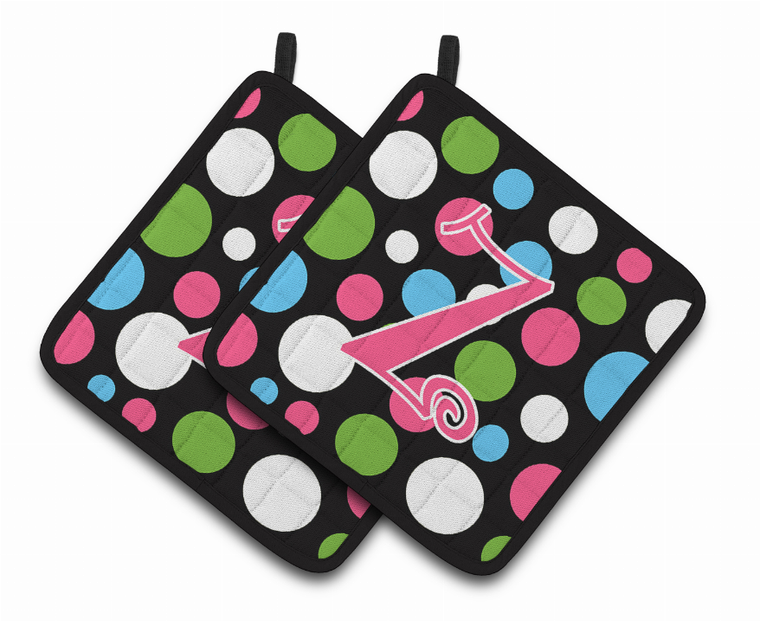 Monogram Polkadots Pair of Pot Holders - 638508370655