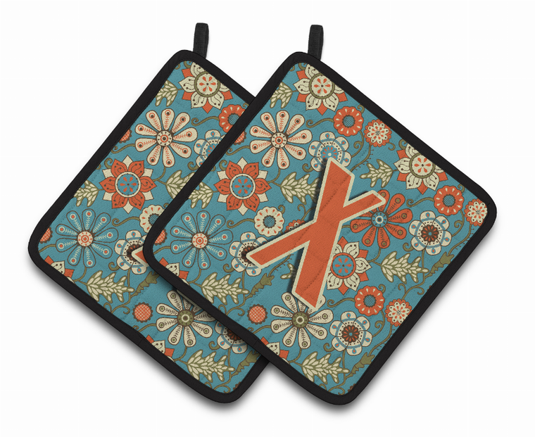 Monogram Floral Pair of Pot Holders - 638508385109