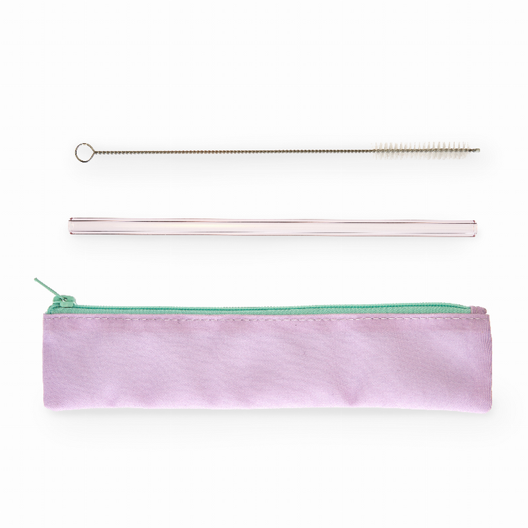 Lavender Glass Straw Set By Blush - 842094182855