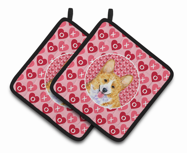 Dog Valentine's Day Portrait Pair of Pot Holders - 638508407511