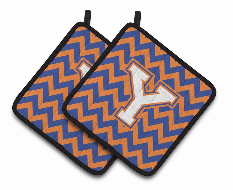 Monogram Chevron Pair of Pot Holders - 638508399076