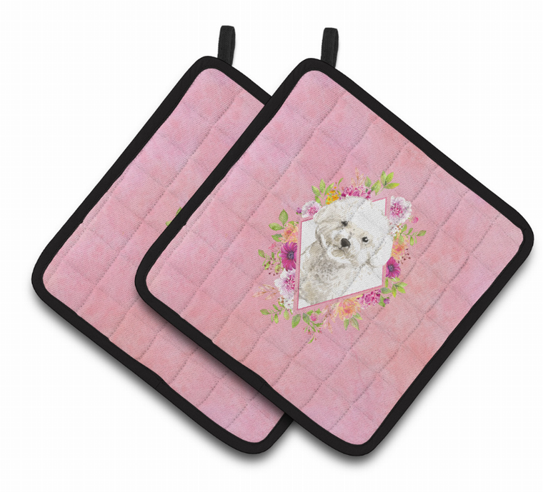 Dogs and Flowers Pair of Pot Holders - 194030079034