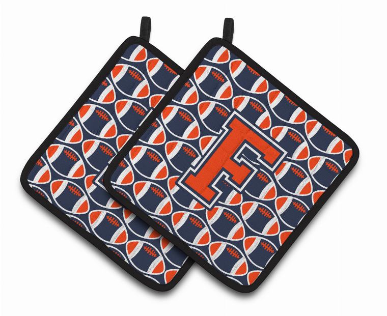 Monogram Football Pair of Pot Holders - 638508400444