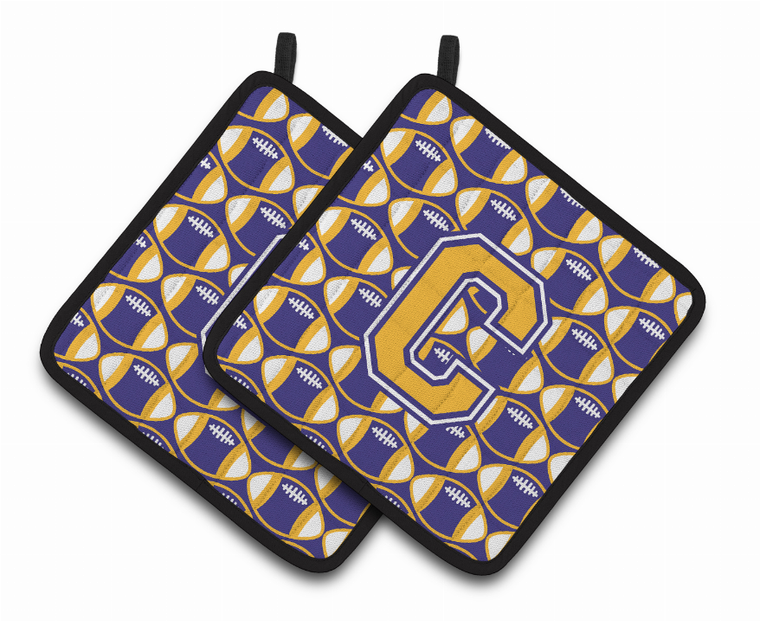 Monogram Football Pair of Pot Holders - 638508399892