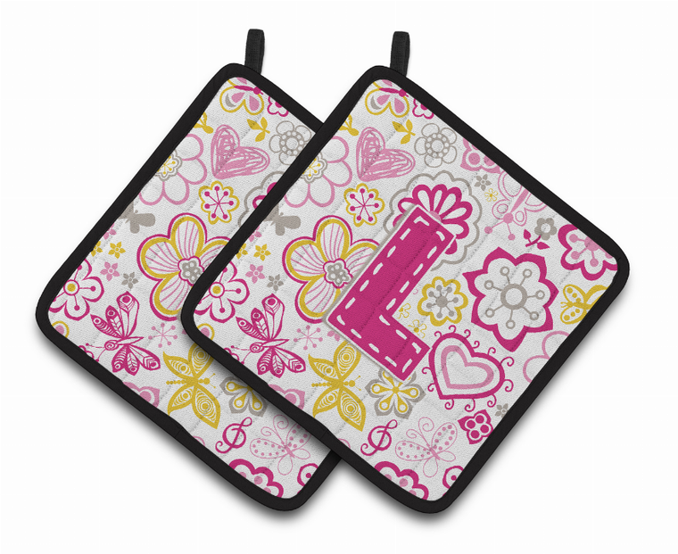 Monogram Floral Pair of Pot Holders - 638508387059
