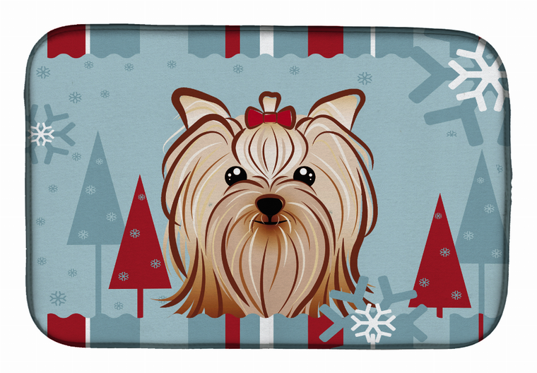 Winter Holiday Dog on Dish Drying Mat - 652259251209