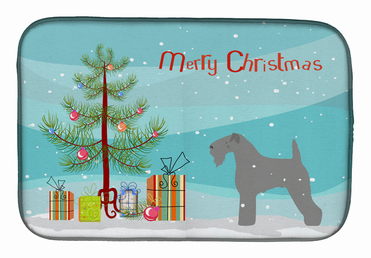 Christmas Tree and Dog on Dish Drying Mat - 652259245833