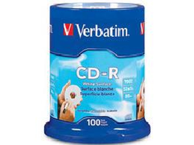 Verbatim Americas Llc Verbatim Cd-r 700mb 52x With Blank White Surface-100pk Spindle - 023942947127