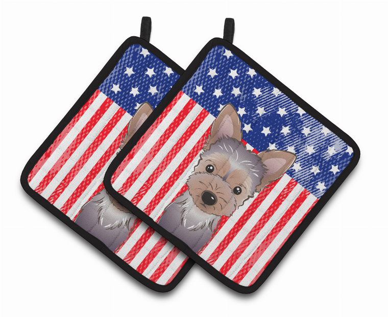 American Flag and Dog on Oven Mitt - 638508389183