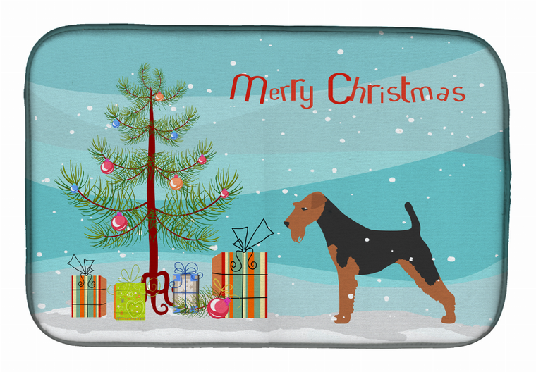 Christmas Tree and Dog on Dish Drying Mat - 652259240098