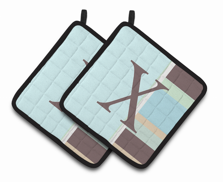 Monogram Stripes on Pair of Pot Holders - 638508377715