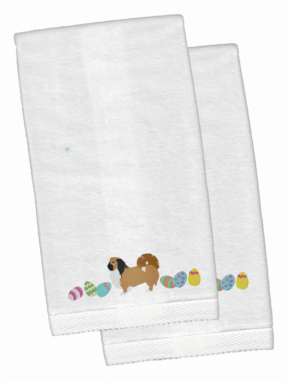 Easter Dog Design White Embroidered Plush Hand Towel Set of 2 - 652259233014