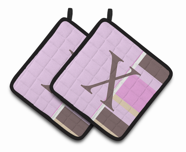 Monogram Stripes on Pair of Pot Holders - 638508378910