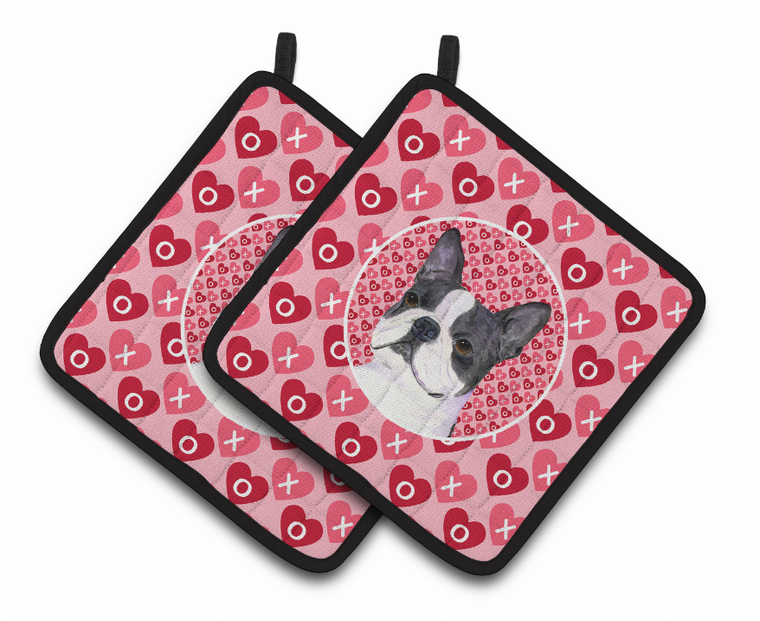 Dog Valentine's Day Portrait Pair of Pot Holders - 638508407801
