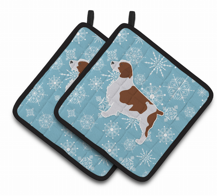 Snowflake and Dog Art Pair of Pot Holders - 638508524836