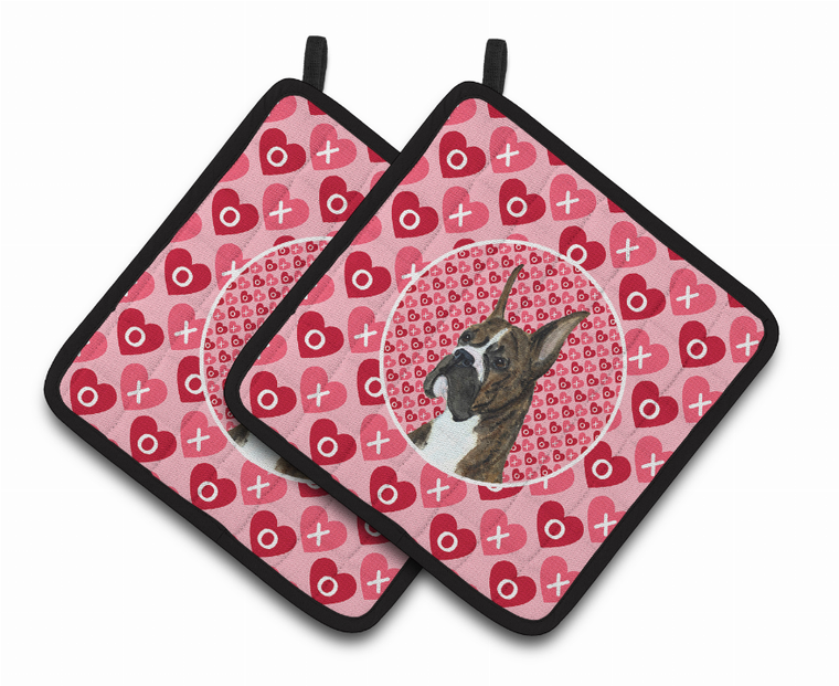Dog Valentine's Day Portrait Pair of Pot Holders - 638508407726