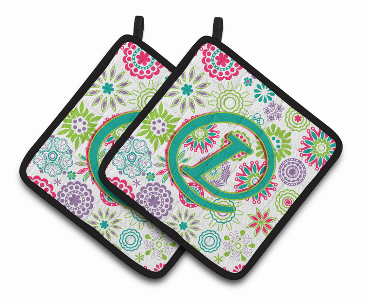 Monogram Floral Pair of Pot Holders - 638508384720