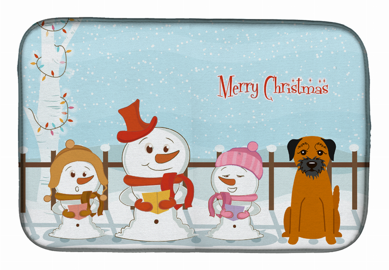 Merry Christmas Carolers Dog on Dish Drying Mat - 652259240951
