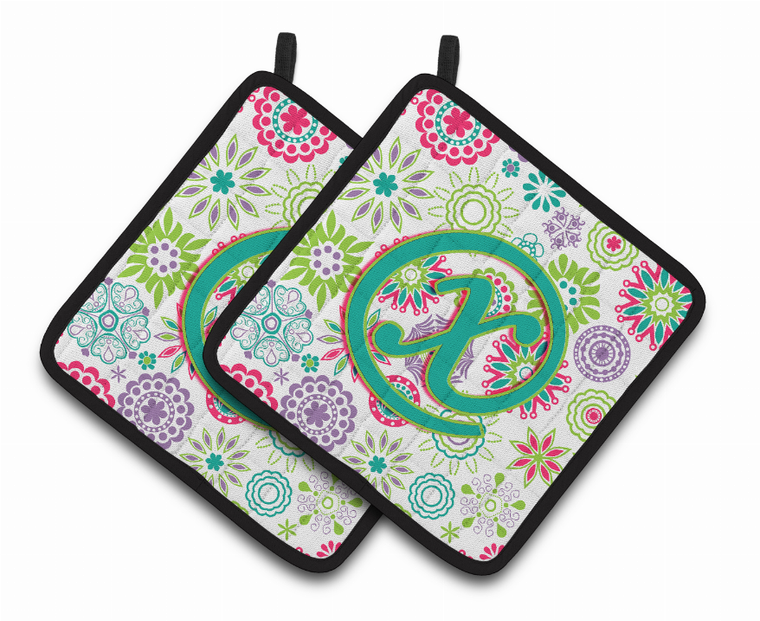 Monogram Floral Pair of Pot Holders - 638508384843