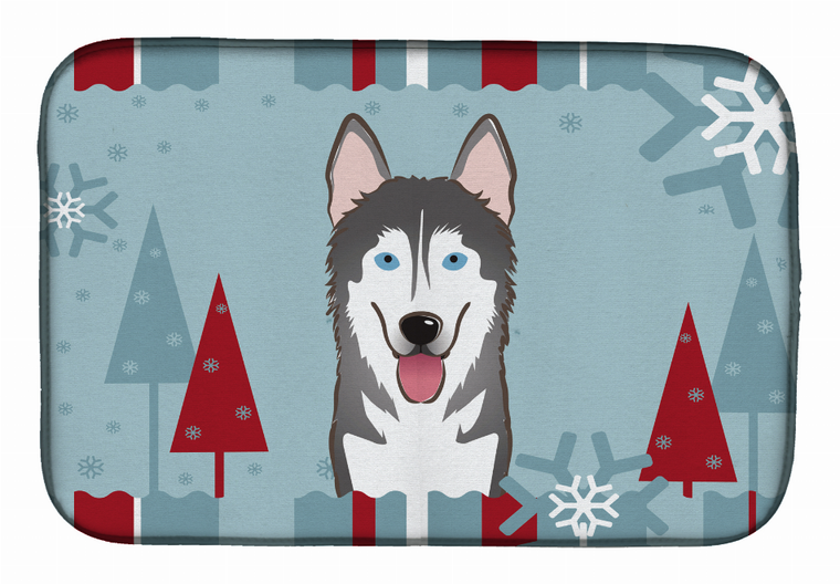 Winter Holiday Dog on Dish Drying Mat - 652259240142