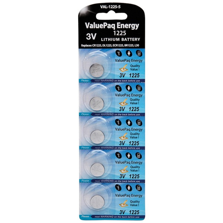 ValuePaq Energy 1225 Lithium Coin Cell Batteries, 5 pk - 076097324695