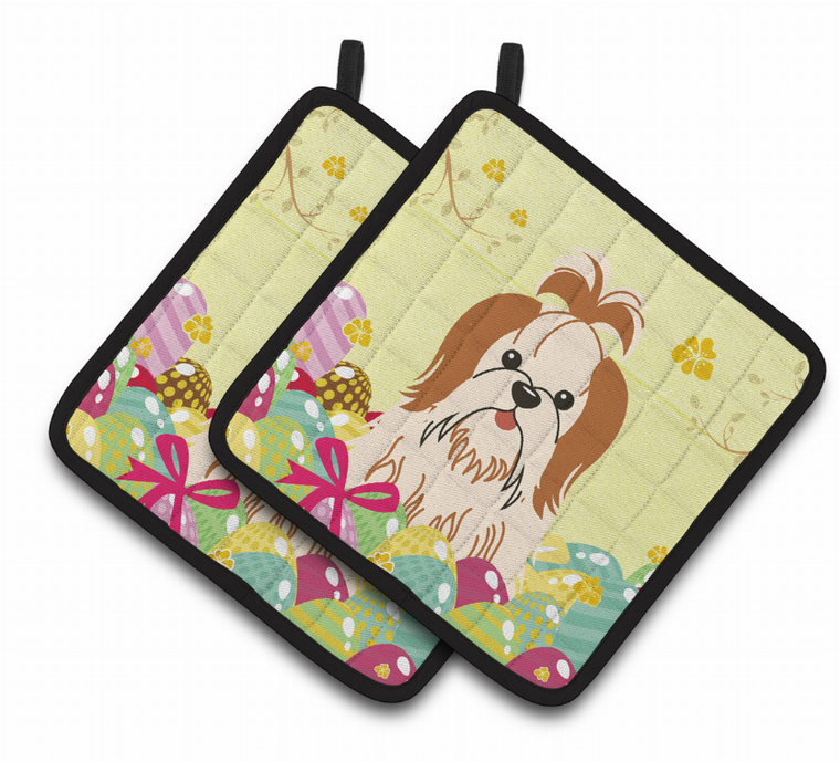 Easter Eggs Dog Pair of Pot Holders - 638508766779