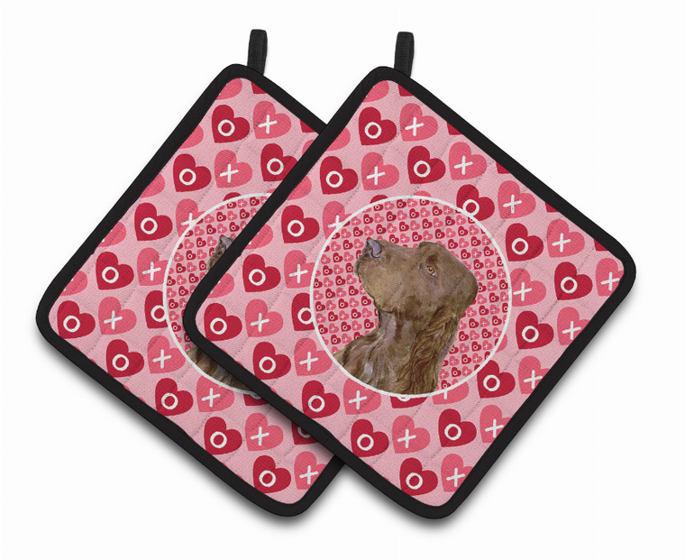 Dog Valentine's Day Portrait Pair of Pot Holders - 638508407894